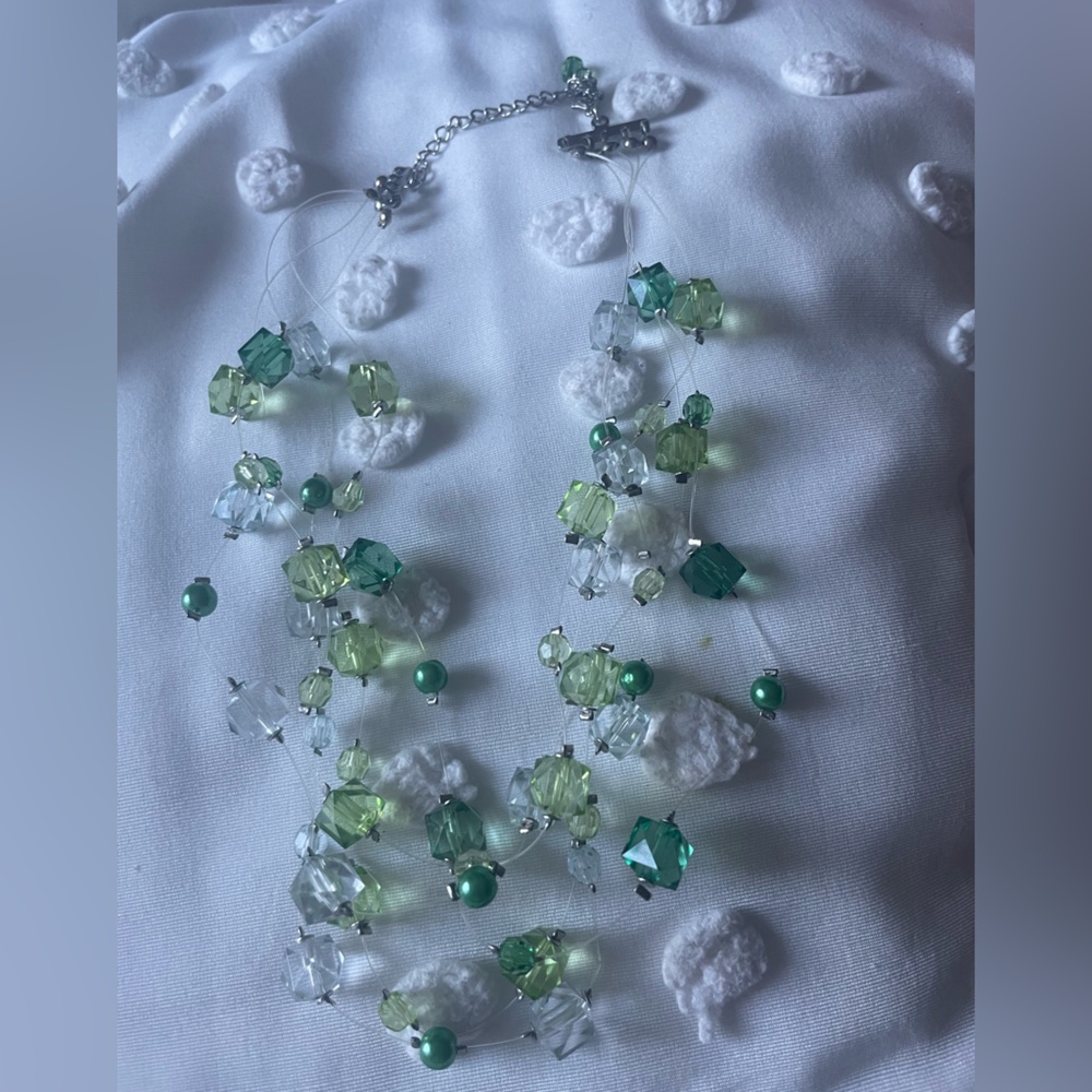 Green and Clear Beaded Necklace (Wicked Vibes!)